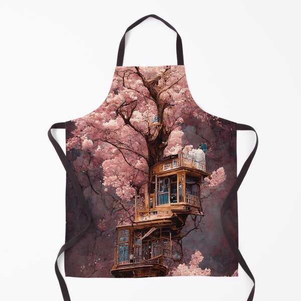 Item preview, Beautiful tree house with pink Color leaf. Metal print designed and sold by Print-and-Prose.