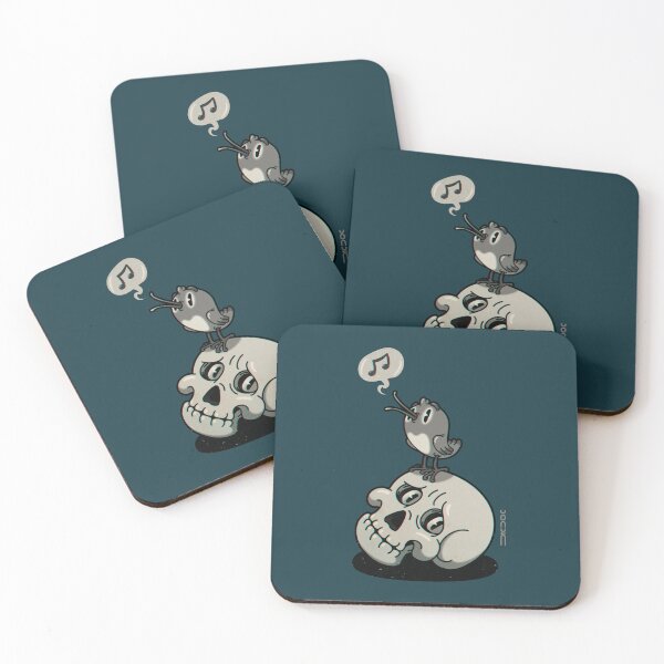 Item preview, Scull and birdie  | gray blue background designed and sold by DicDoc.