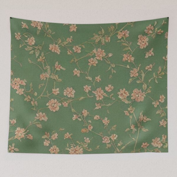 Item preview, Vintage Pink and Green Floral Wallpaper designed and sold by RuralGreen.