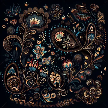 Vorschaubild zum Design Dreamy Dark Cute Traditional Pattern Digital Painting von CodeAndColors