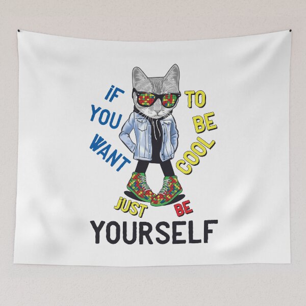 Item preview, If You Want To Be Cool Just Be Yourself Cat Autism Warrior  designed and sold by Dolphin Graphic.