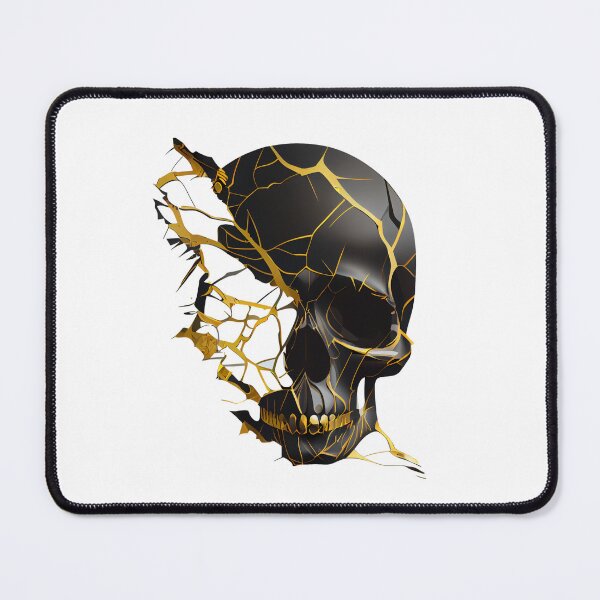 Artikelvorschau, Kintsugi Style Modern Skull in Black and Gold entworfen und verkauft von ShadowAndSlate.