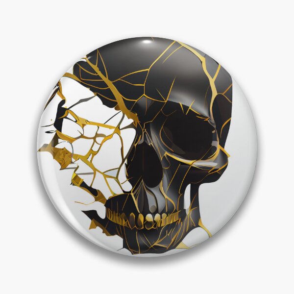 Artikelvorschau, Kintsugi Style Modern Skull in Black and Gold entworfen und verkauft von ShadowAndSlate.