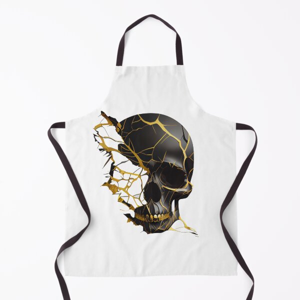Item preview, Kintsugi Style Modern Skull in Black and Gold designed and sold by ShadowAndSlate.