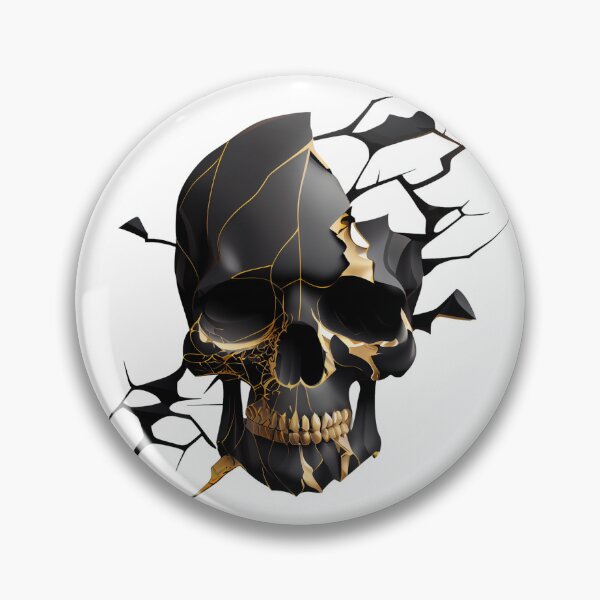 Artikelvorschau, Kintsugi Style Modern Skull in Broken Black and Gold entworfen und verkauft von ShadowAndSlate.