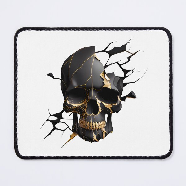 Item preview, Kintsugi Style Modern Skull in Broken Black and Gold designed and sold by ShadowAndSlate.