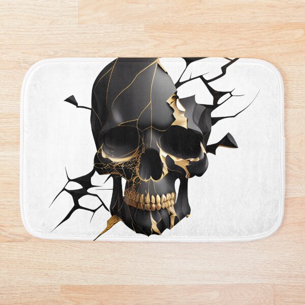 Item preview, Kintsugi Style Modern Skull in Broken Black and Gold designed and sold by ShadowAndSlate.