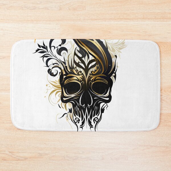 Item preview, Tribal Pattern Skull in Black and Gold designed and sold by ShadowAndSlate.