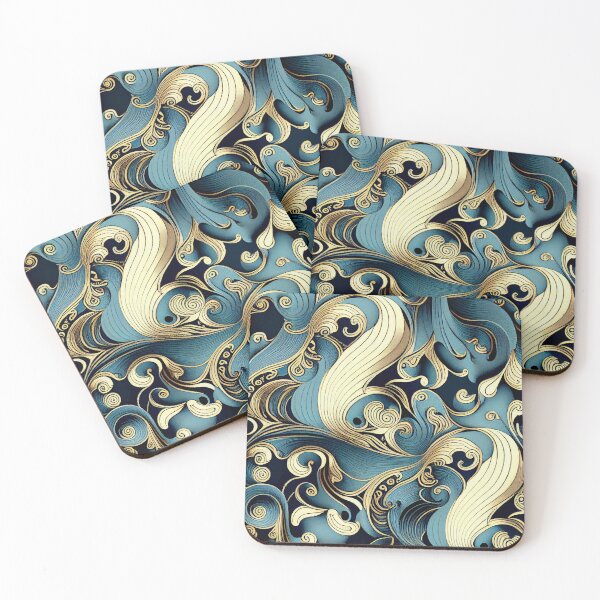 Item preview, Victorian Fine Anime Modern Coastal Pattern Digital Painting designed and sold by CodeAndColors.