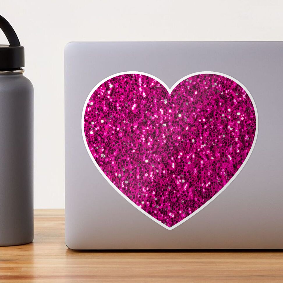 Hot pink heart faux glitter sparkles Valentines day love gift for her  (Photo of Glitter - Not Reflective) | Poster