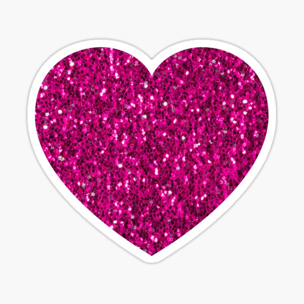 Pink Heart Glitter Design Sticker