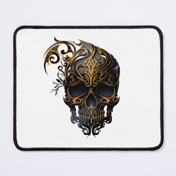 Item preview, Tribal Pattern Ornate Skull in Black and Gold designed and sold by ShadowAndSlate.