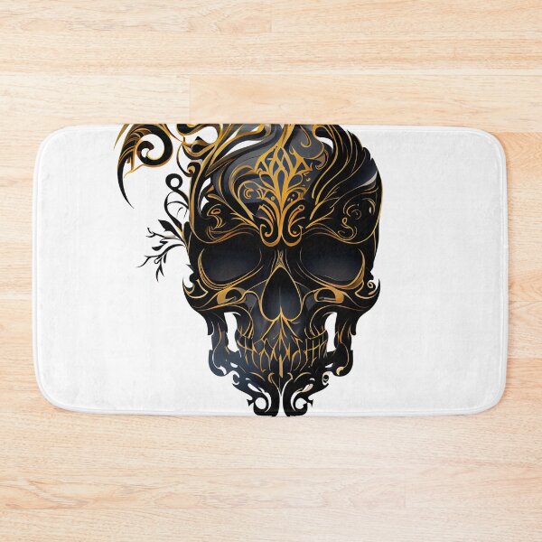 Item preview, Tribal Pattern Ornate Skull in Black and Gold designed and sold by ShadowAndSlate.