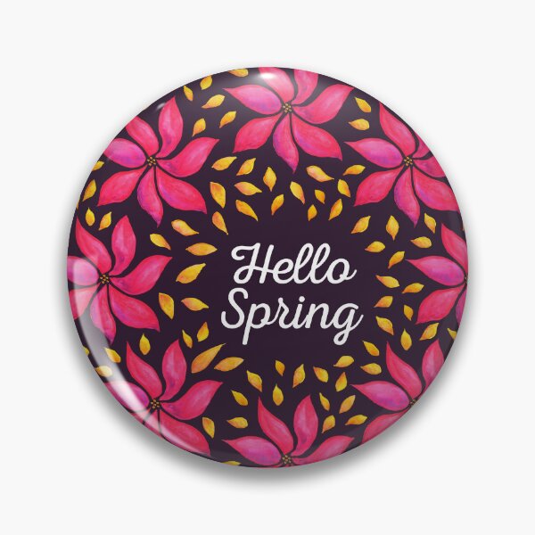 Item preview, Hello Spring Happiness Time Pink Floral Watercolor Typography designed and sold by Boriana Giormova.