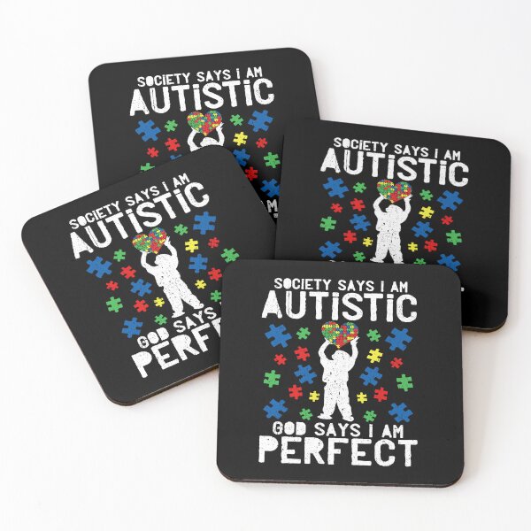 Item preview, Society Says I Am Autistic - God Says I Am Perfect Autism Kid Quote designed and sold by Dolphin Graphic.