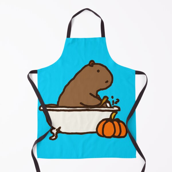 Item preview, capybara enjoying a bath with a pumpkin doodle style  designed and sold by MichelAncelo.