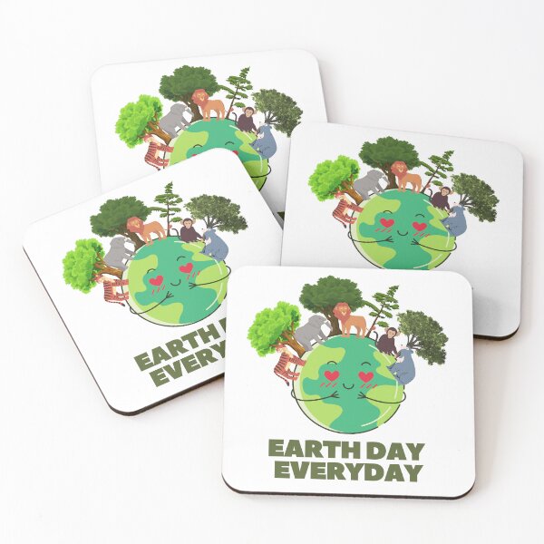 Item preview, "Earth Day Everyday" Cute Earth and Animal Graphic Design designed and sold by DigitalByEb.