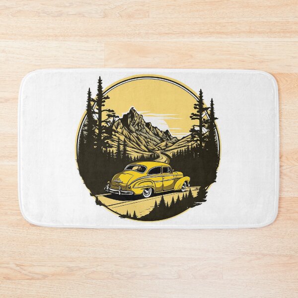 Item preview, Yellow classic car cruising along the winding mountain road designed and sold by Xiangster987.