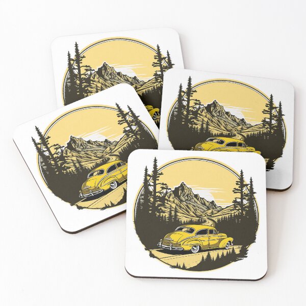 Item preview, Yellow classic car cruising along the winding mountain road designed and sold by Xiangster987.