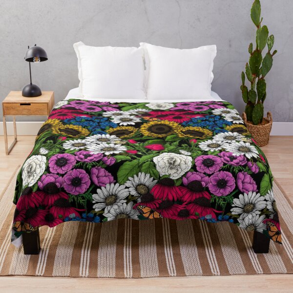Item preview, Garden bedding- Collection of various garden flowers- rosees, anemone, daisies, sunflowers, coneflowers amd cornflowers and butterflies designed and sold by Katerina Mitkova Kirilova.