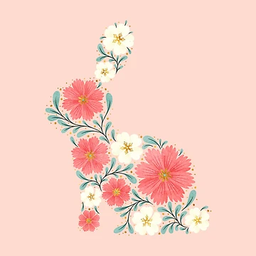 Artwork thumbnail, Floral Rabbit by RebeccaFlaherty