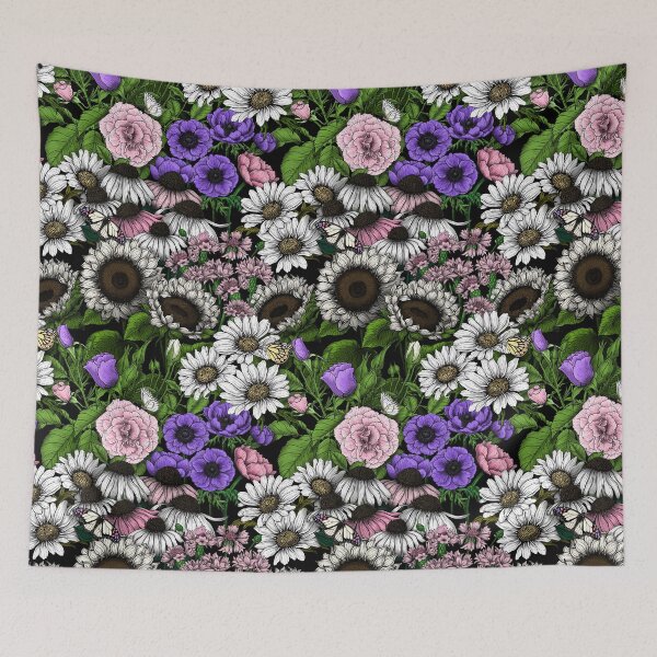 Item preview, Garden bedding- Collection of various garden flowers- rosees, anemone, daisies, sunflowers, coneflowers amd cornflowers and butterflies designed and sold by Katerina Mitkova Kirilova.