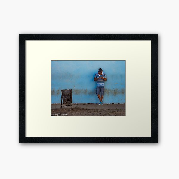 Texting the Blues... Framed Art Print