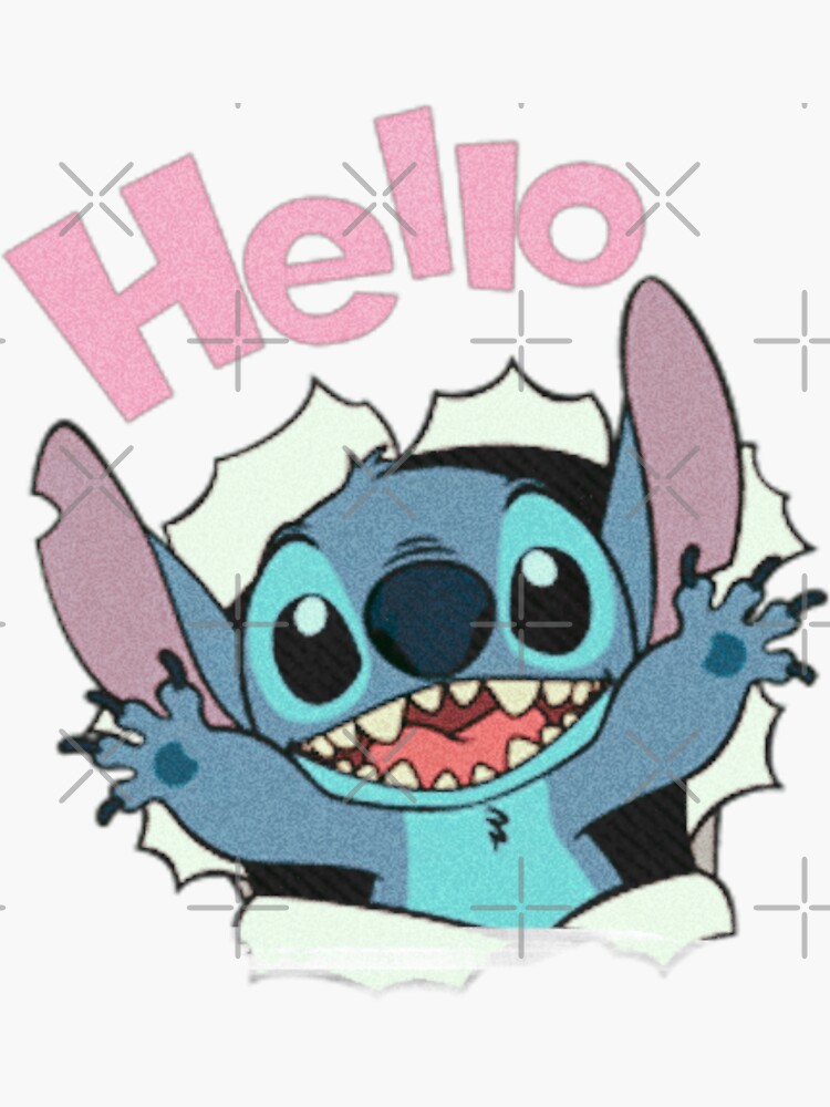 Stitch says hello Sticker for Sale by 17Secrets