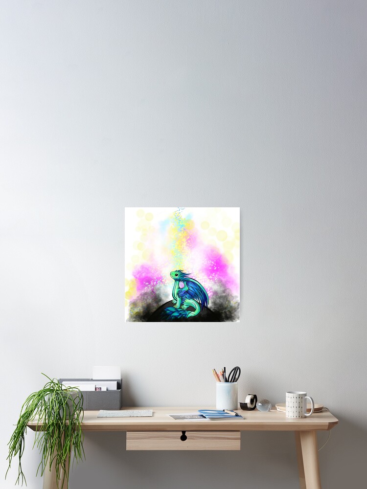 Bebe Dragon Au Clair De Lune Poster By Muxette Redbubble