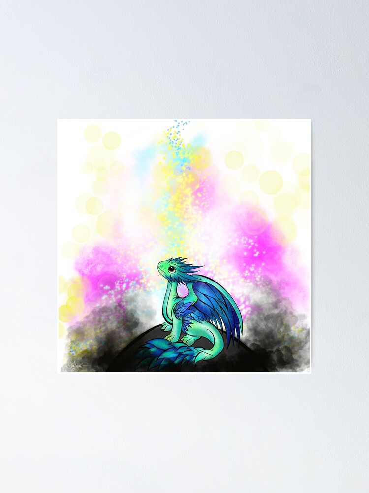 Bebe Dragon Au Clair De Lune Poster By Muxette Redbubble
