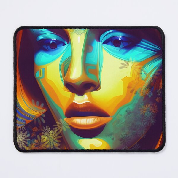 Item preview, Glitch Art of a red haired woman in neon colors designed and sold by Kawaii Girl.