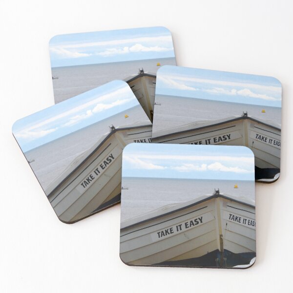 Item preview, Budleigh Salterton 2023, An English Resort to chill in, a boat carries the message, Take It Easy. designed and sold by JonDelorme.
