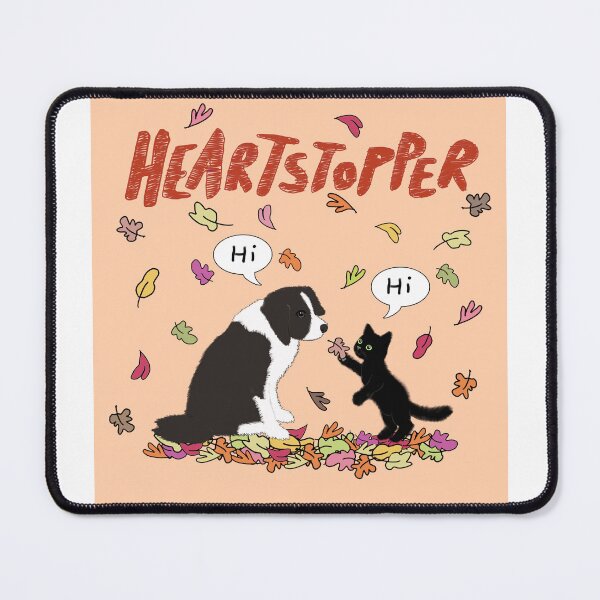 Item preview, Heartstopper Nellie y su amiga gatita en hojas sobre naranja designed and sold by QuirkyCatz.