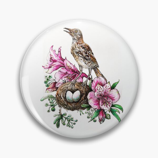 Item preview, Spring true thrush with nest and Alstromeria pink flowers designed and sold by annamiss.