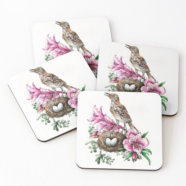 Item preview, Spring true thrush with nest and Alstromeria pink flowers designed and sold by annamiss.