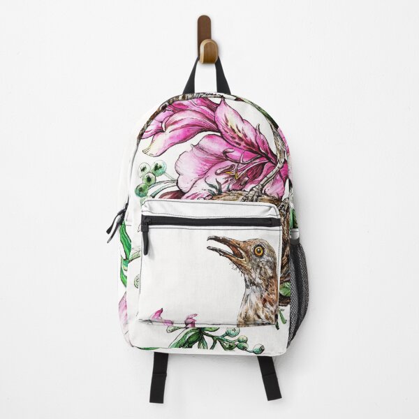 Item preview, Spring true thrush with nest and Alstromeria pink flowers designed and sold by annamiss.