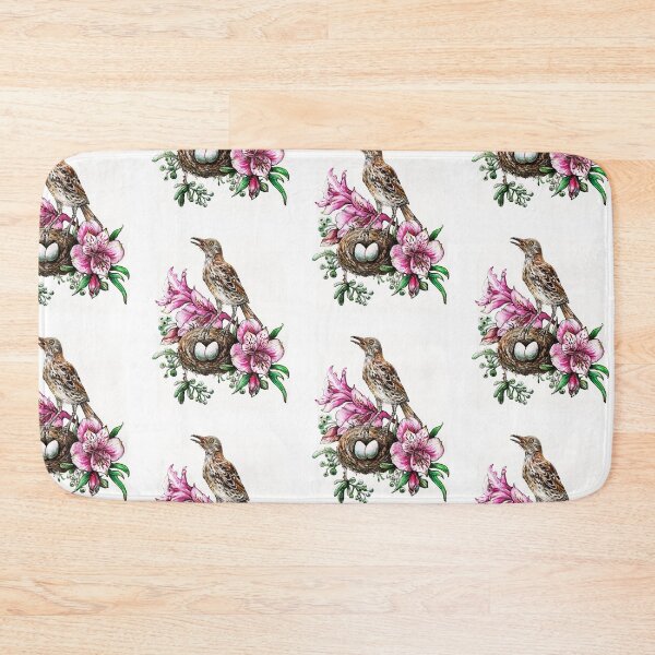 Item preview, Spring true thrush with nest and Alstromeria pink flowers designed and sold by annamiss.
