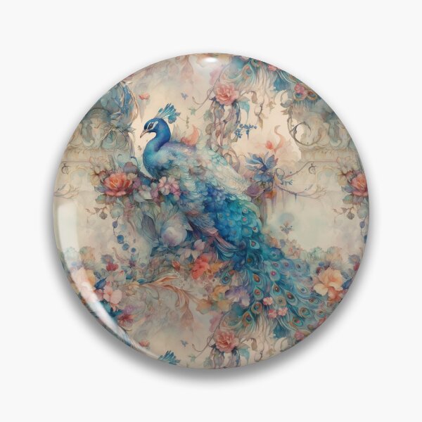 Artikelvorschau, Elegante extravagante Blumen und blauer Pfau Rococco entworfen und verkauft von Mumzy2many.