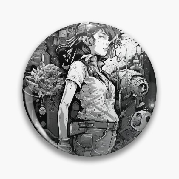 Item preview, War, girl and battleship sci fi digital art, black and white designed and sold by LeCoinDeFredPro.