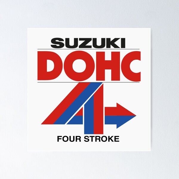 Classic Suzuki DOHC fours stroke logo used for the first generations of 4  strokes. Poster for Sale by Hecksploitation