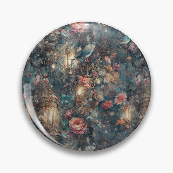 Artikelvorschau, Barocke elegante extravagante Blumen und blauer Vogel Rococco entworfen und verkauft von Mumzy2many.