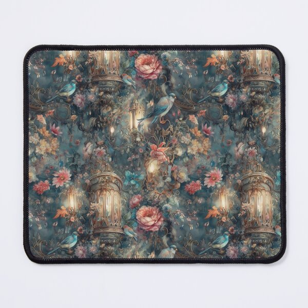 Artikelvorschau, Barocke elegante extravagante Blumen und blauer Vogel Rococco entworfen und verkauft von Mumzy2many.