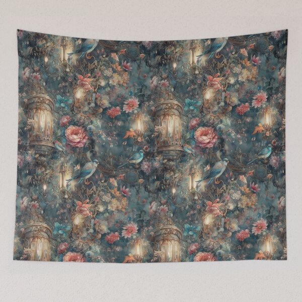 Item preview, Baroque Elegant Extravagant Florals and Blue bird Rococco designed and sold by Mumzy2many.