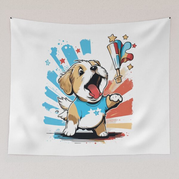 Item preview, US flag and dog designed and sold by Zaolta.