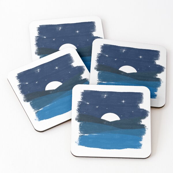 Item preview, Blue Painted Simple Japanese Hills at night - Japanese Hills designed and sold by RiciPaneto.