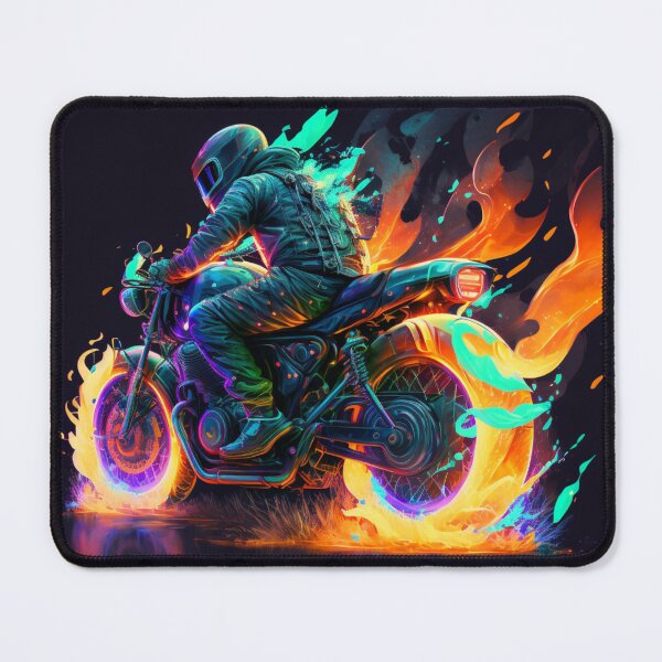 Item preview, Motorwheel painting on fire with neon effect designed and sold by DreamMeArt.