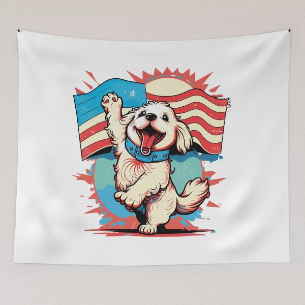 Item preview, US flag and dog designed and sold by Zaolta.