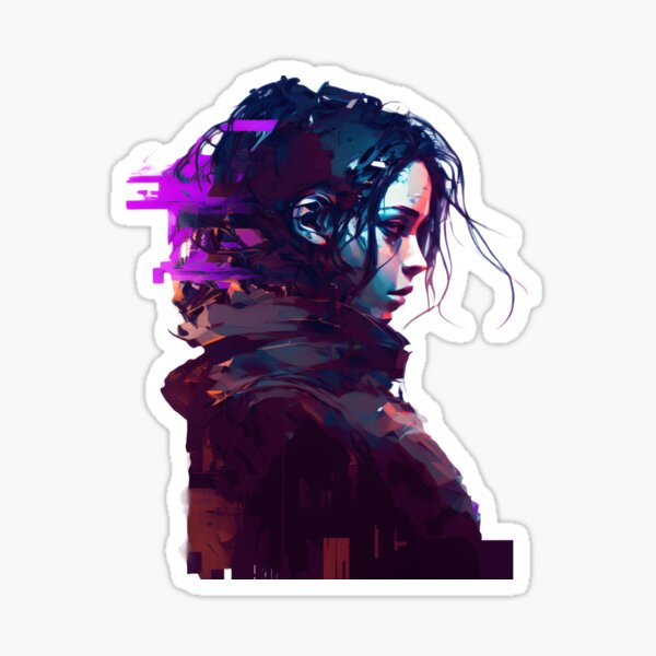 Glitched Girl Sticker