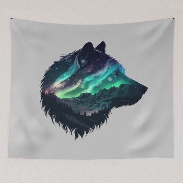 Item preview, Arctic wolf with the Northern lights designed and sold by elmindo.