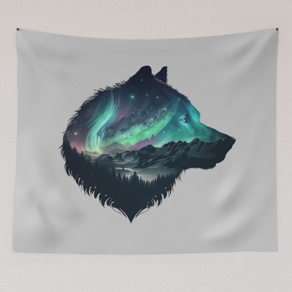 Item preview, Northern lights over Arctic wolf designed and sold by elmindo.